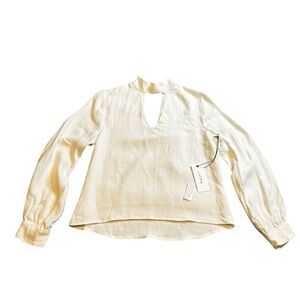 Maven West Cream Blouse with Keyhole Neckline